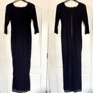 Adrianna Papell Long Lace Dress Navy 4